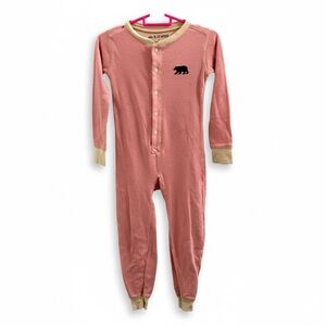 Little Blue House | Cozy Pink Footless Onesie With Bear Print